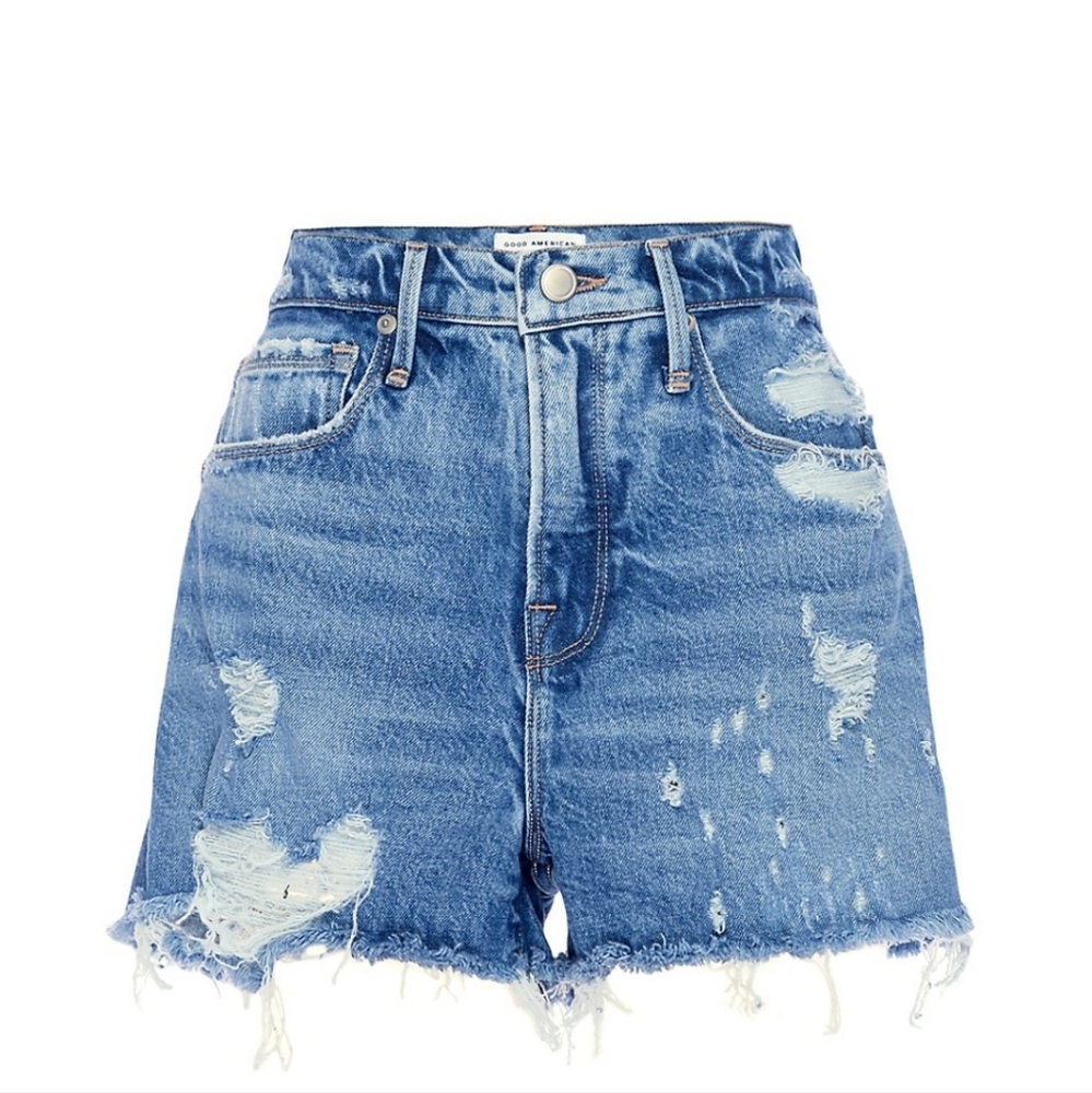 Good American denim distressed shorts. Size 2